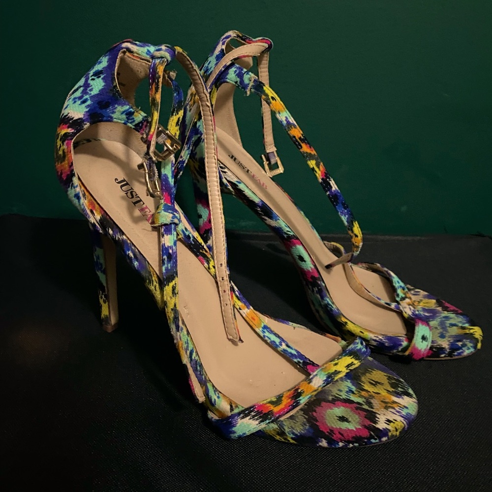 Pop of Color: opened toed double ankle strap heels